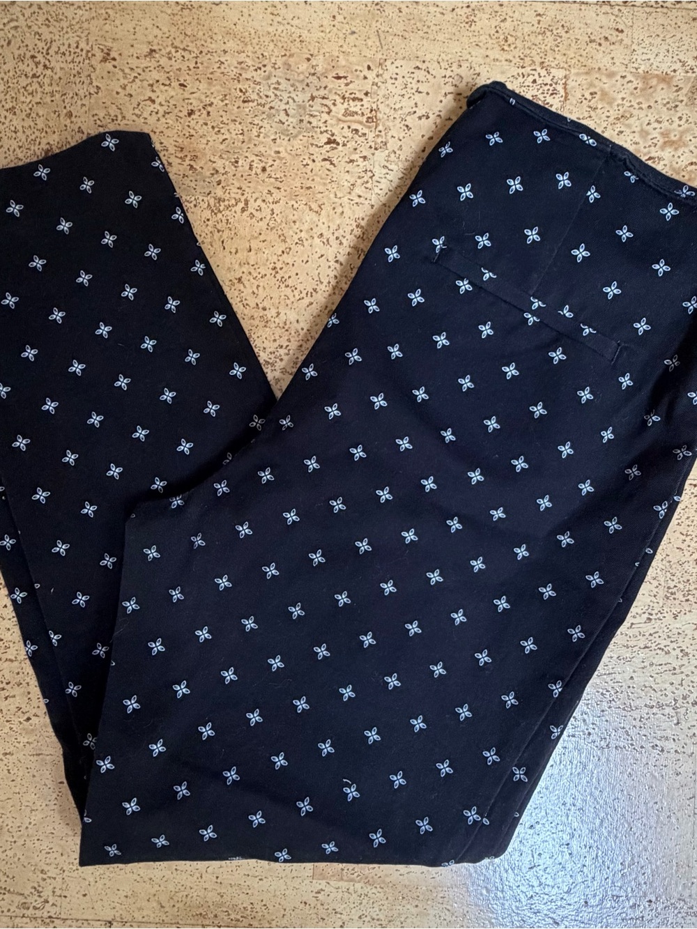 a new day Black Skinny Pants with Tiny White Floral Print